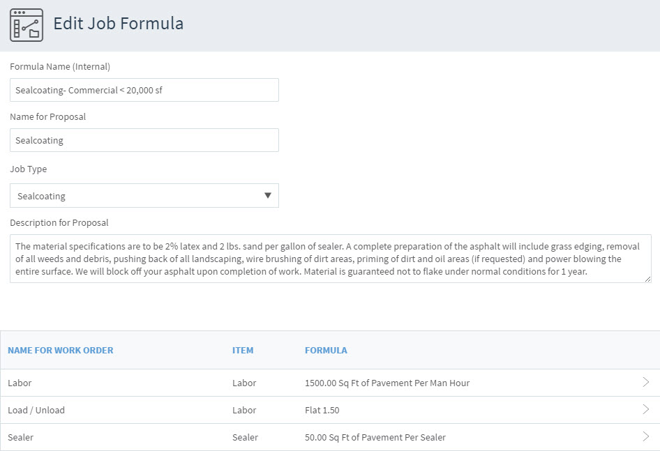 Production based estimating software for paving, sealcoating and striping contractors.